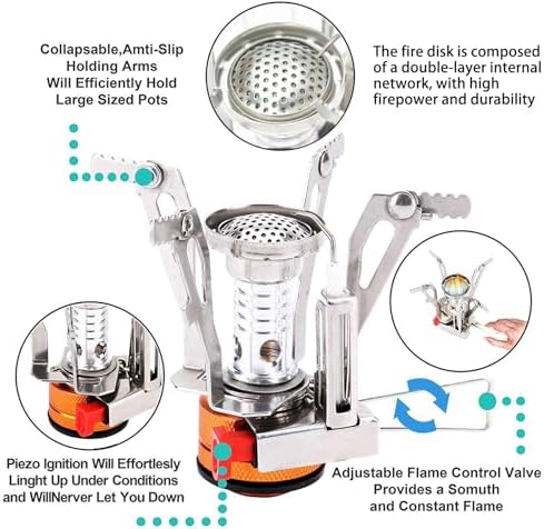 Portable Camping Stove Backpacking Stove, Specialized Hiking Stove Camping Stove with Piezo Ignition Stable Support Wind-Resistance, Camp Stove for Outdoor cooking Camping Hiking Adventure Cooking - Image 5