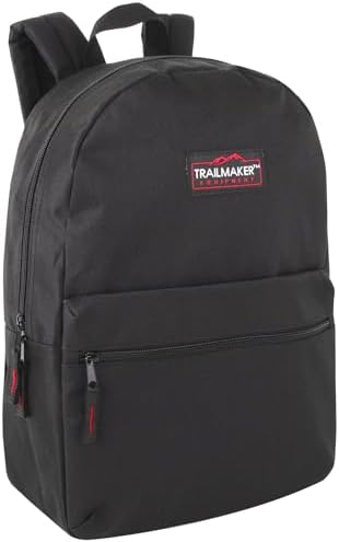 Trail maker Classic 17 inch Backpacks with Adjustable Padded Straps | School Backpacks for Girls, Boys (Black)