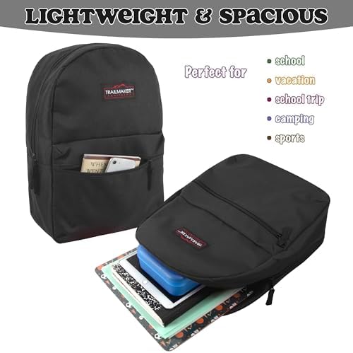 Trail maker Classic 17 inch Backpacks with Adjustable Padded Straps | School Backpacks for Girls, Boys (Black) - Image 3