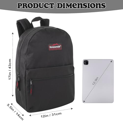 Trail maker Classic 17 inch Backpacks with Adjustable Padded Straps | School Backpacks for Girls, Boys (Black) - Image 4