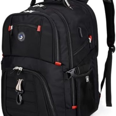 SHRRADOO Extra Large 50L Travel Laptop Backpack with USB Charging Port, College High School Backpack Airline Approved Business Work Bag Fits 17 Inch Computer for Men Women