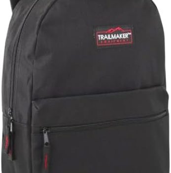 Trail maker Classic 17 inch Backpacks with Adjustable Padded Straps | School Backpacks for Girls, Boys (Black)